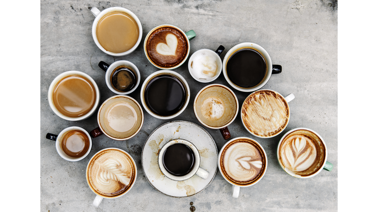 Aerial view of various coffee