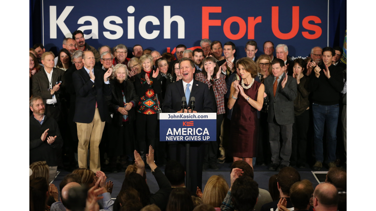 Ohio Governor And GOP Presidential Candidate John Kasich Holds Primary Night Gathering In Concord, New Hampshire