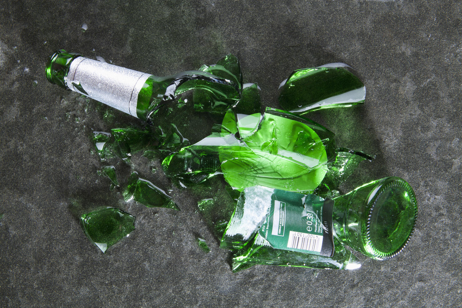 A smashed beer bottle