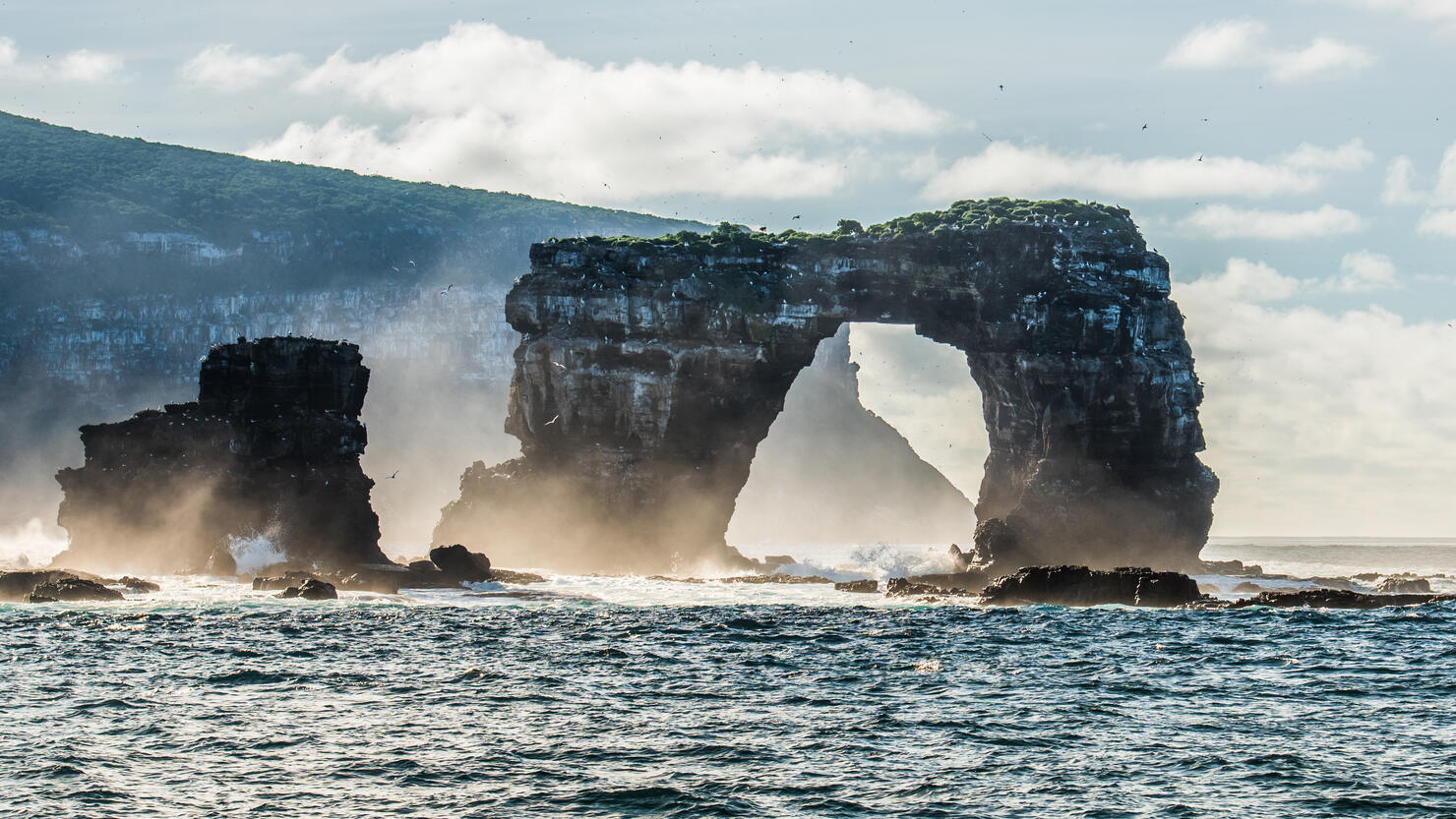 Landscape view of Darwin's Arch near Darwin Island of Galapagos