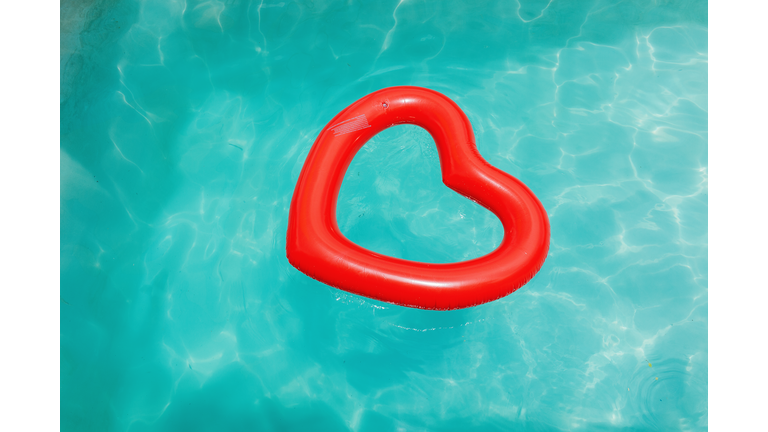 Heart-shaped inflatable in crystal clear water