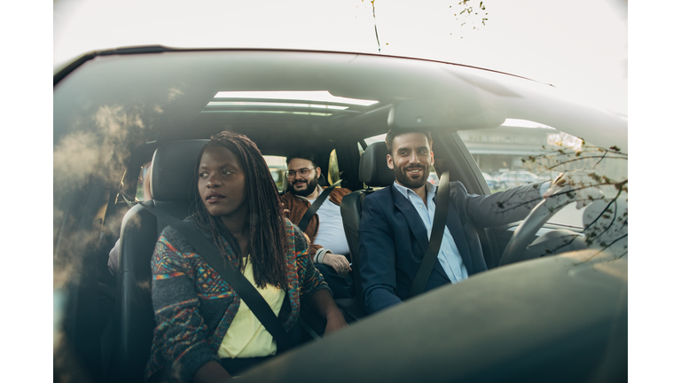 Friends riding in a car together