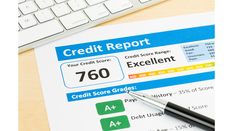 Credit score report with keyboard