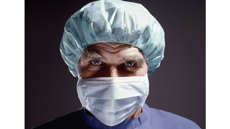 Portrait of a evil-looking surgeon