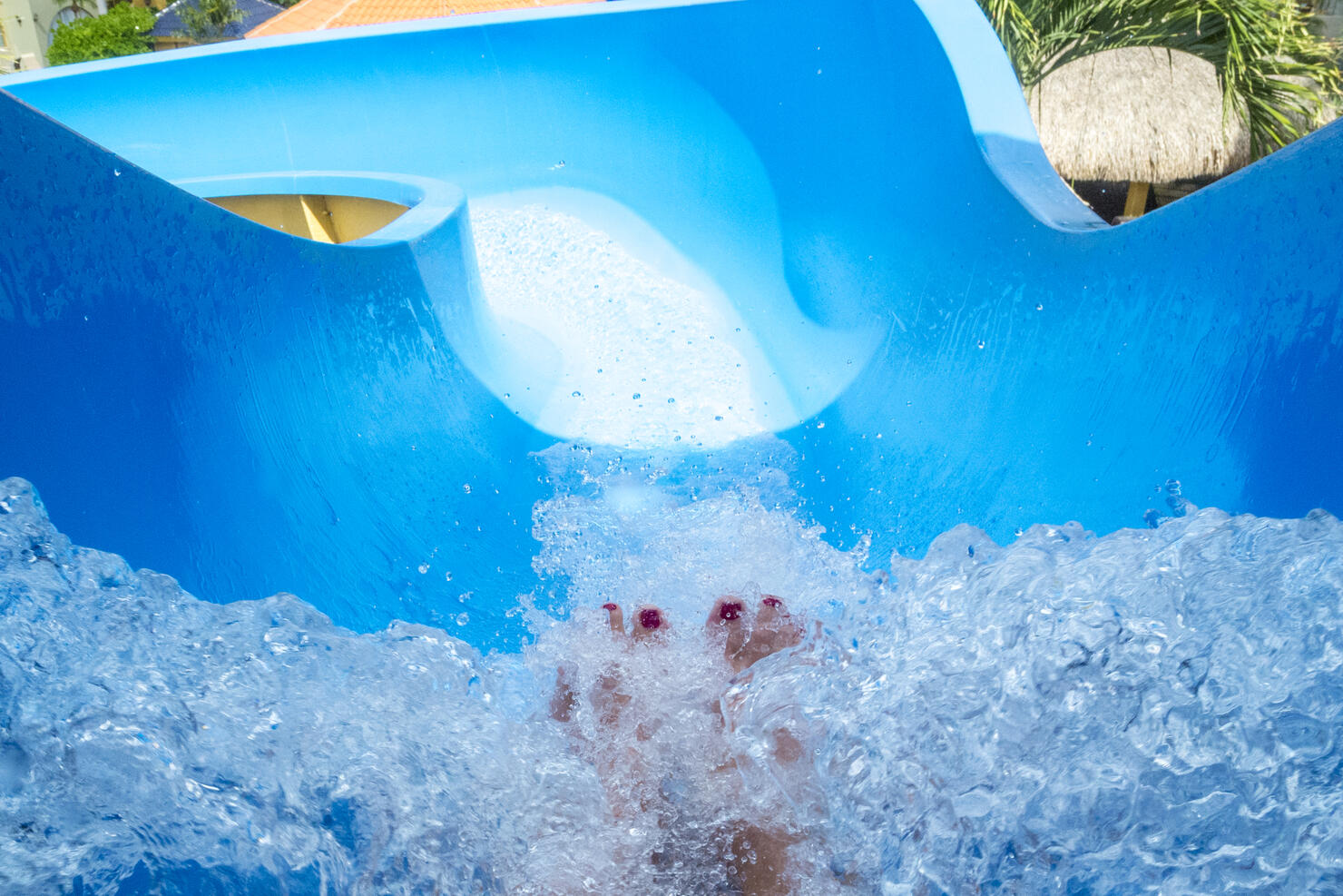 Top of a Waterslide at Resort Hotel Feet Showing
