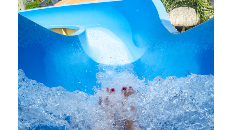 Top of a Waterslide at Resort Hotel Feet Showing