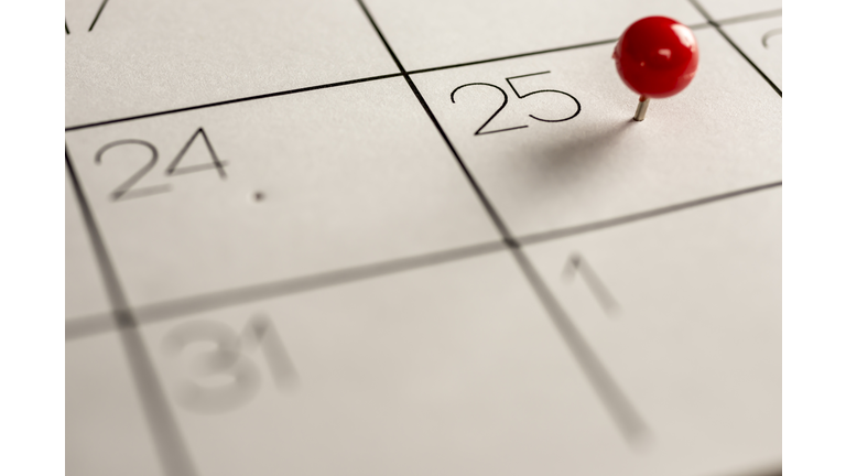 Christmas day marked on calendar