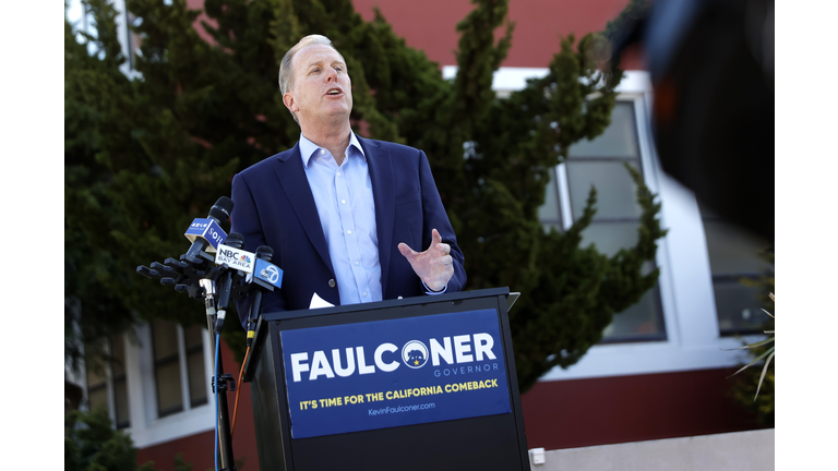 Former San Diego Mayor Kevin Faulconer Campaigns For California Governor As Newsom Faces Possible Recall
