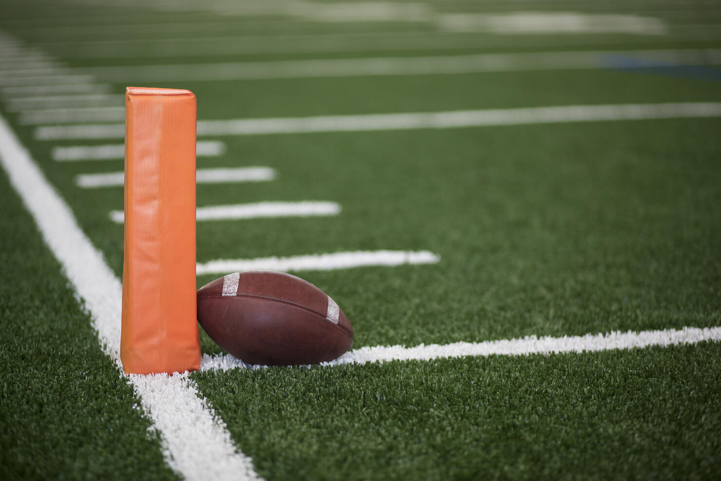 Football field end zone ball