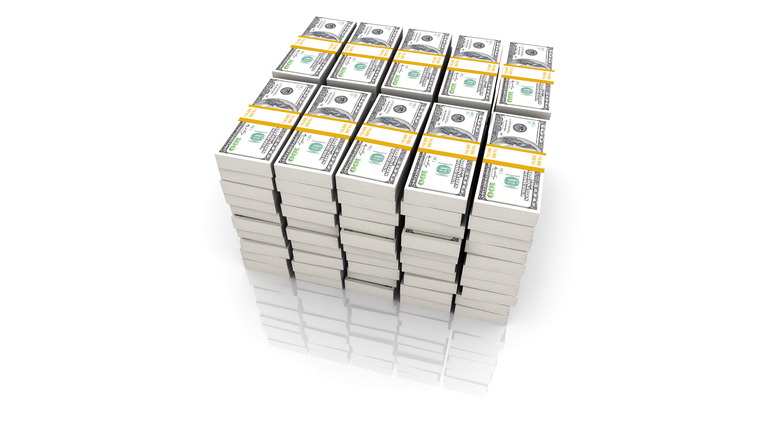 One million dollars on a white background 