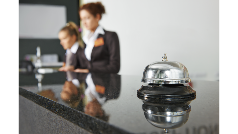 Hotel reception with bell