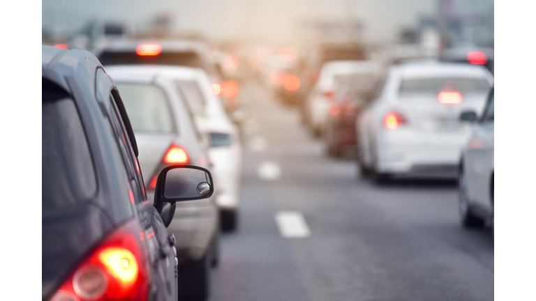 Traffic jam at road.Background blurred