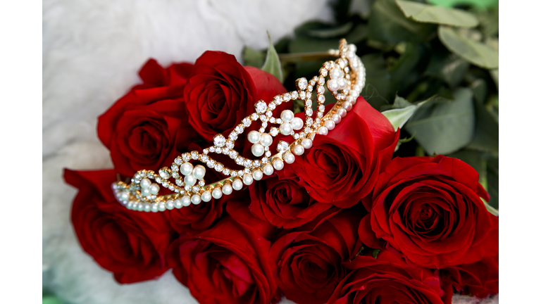 Tiara and Red Roses