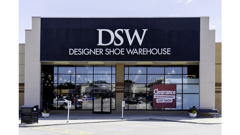 DSW storefront in Oakville, Ontario, Canada near Toronto.