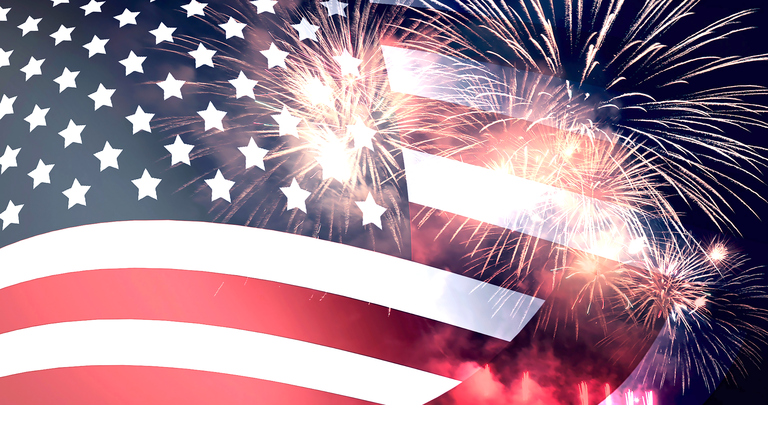 American flag and fireworks for independence day celebration background