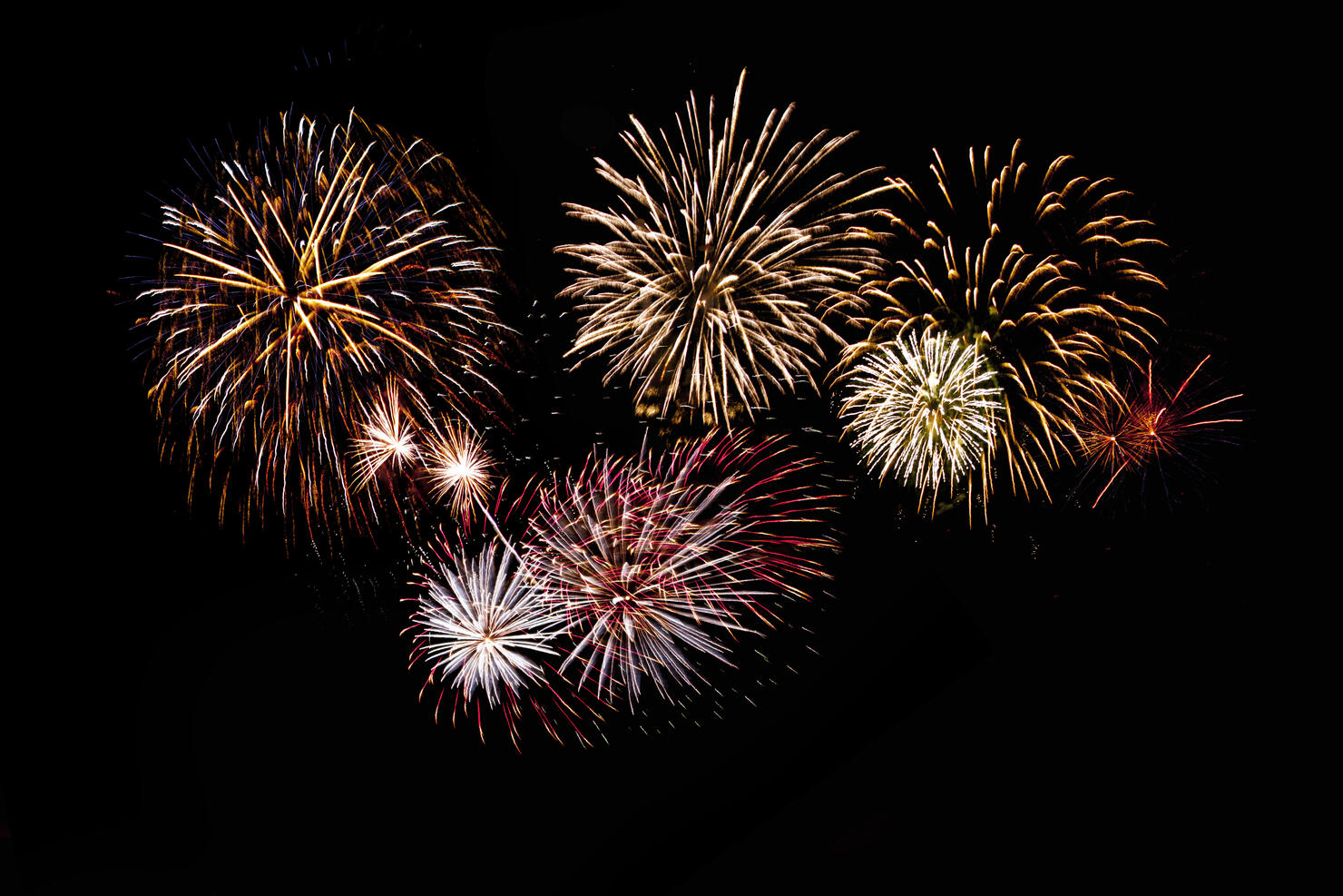 beautiful fireworks display on black background