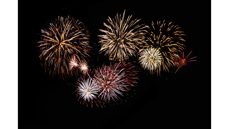 beautiful fireworks display on black background