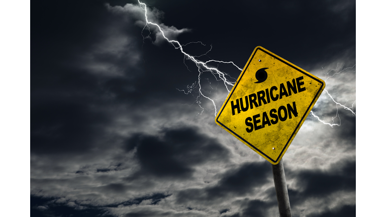 Hurricane Season Sign With Stormy Background