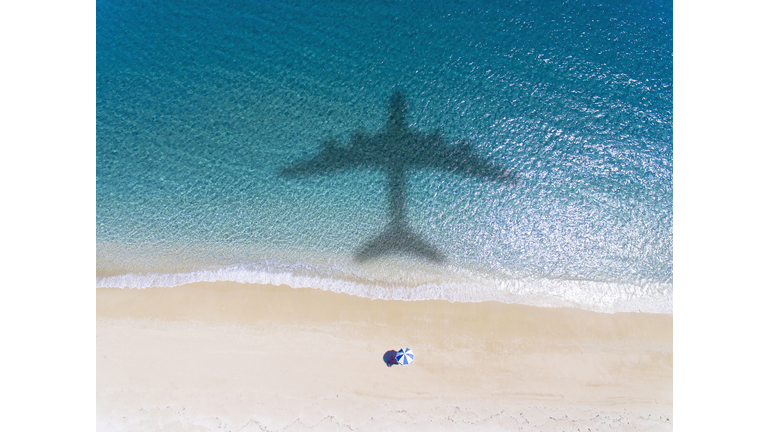 Aerial view of Tropical beach with summer vacation concept