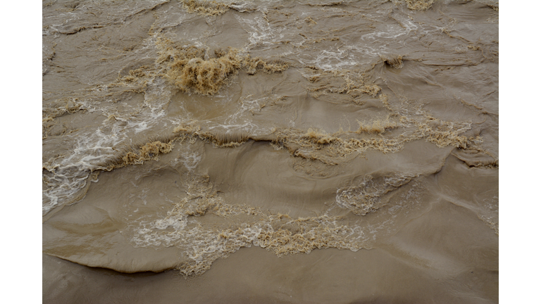 Muddy Arno river overflow, Florence, Tuscany