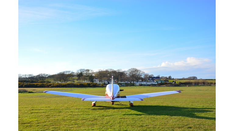 Light Aircraft on Grass Air Strip