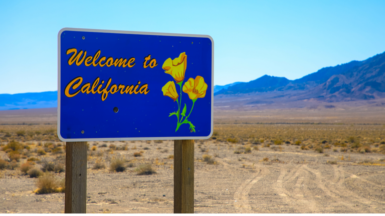 Welcome to california road sign