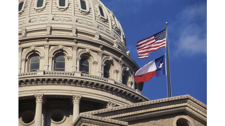 Texas State Capitol Dome and Flags