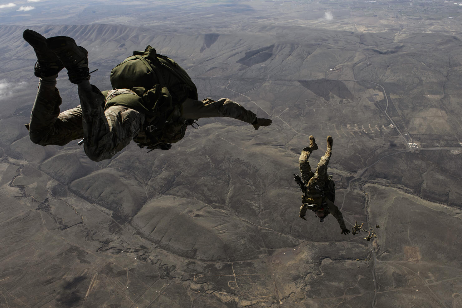 U.S. Army soldiers conduct a HALO jump over Washington.