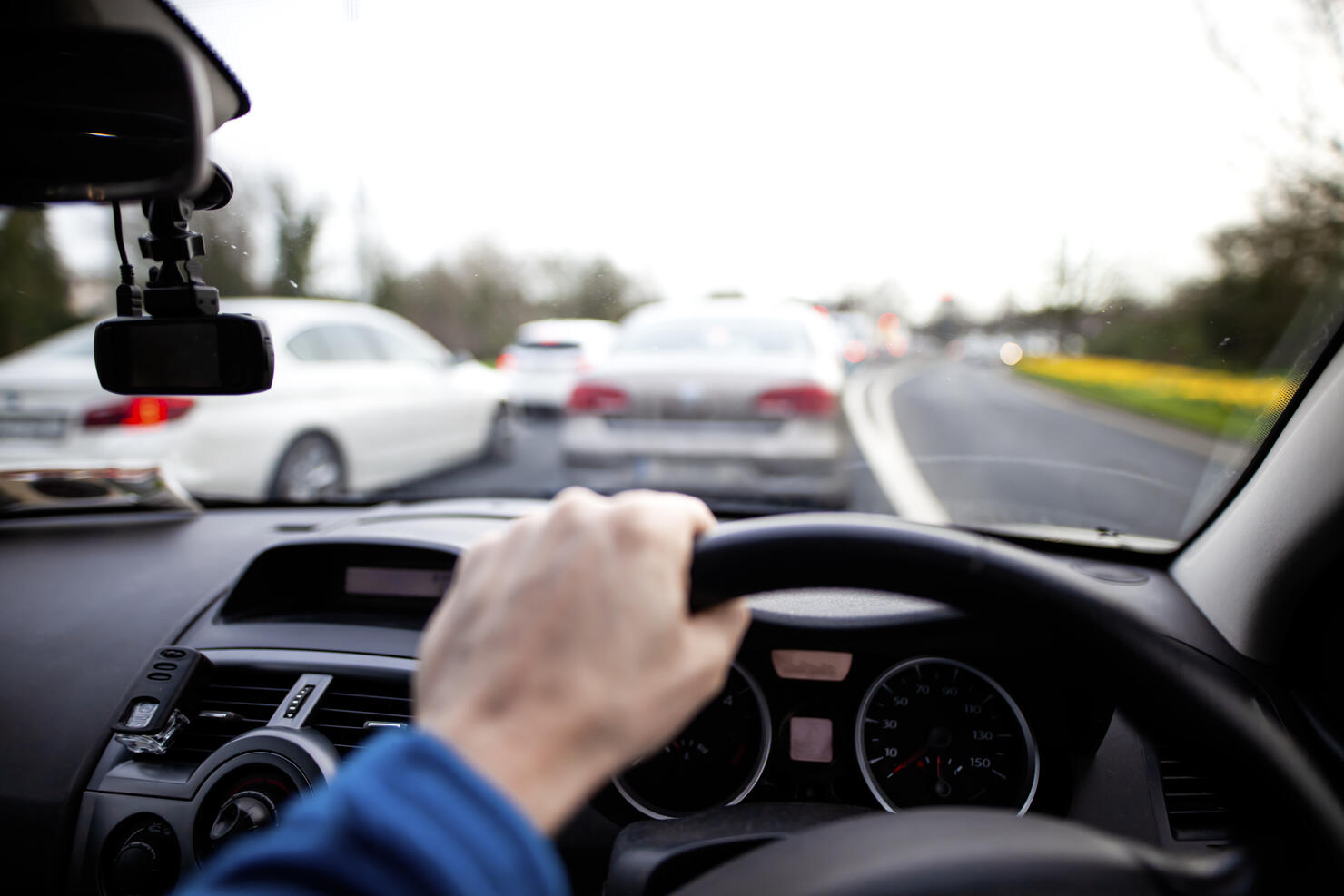 Traffic jam from the driver's perspective