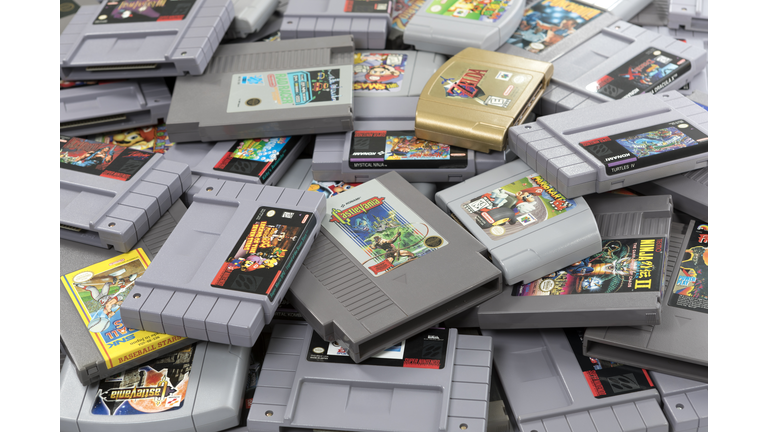 A Heap of Old Video Game Cartridges