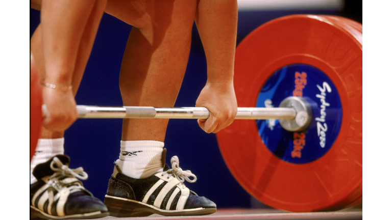 Cheryl Haworth of the USA wins the Bronze in the women's weight lifting finals