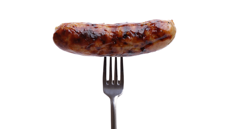 Sausage on a fork