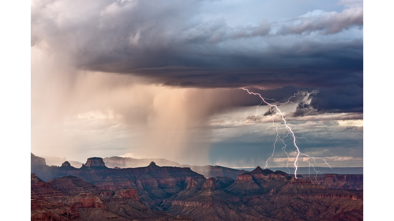 View Of Rock Formations On Landscape Against Cloudy Sky