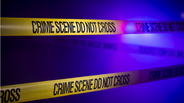 Crime scene fenced with ribbons