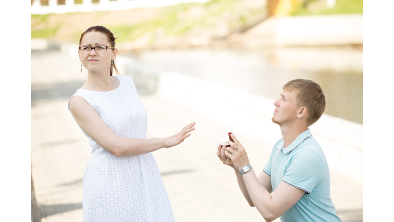 Woman refusing her boyfriend to marry after being proposed