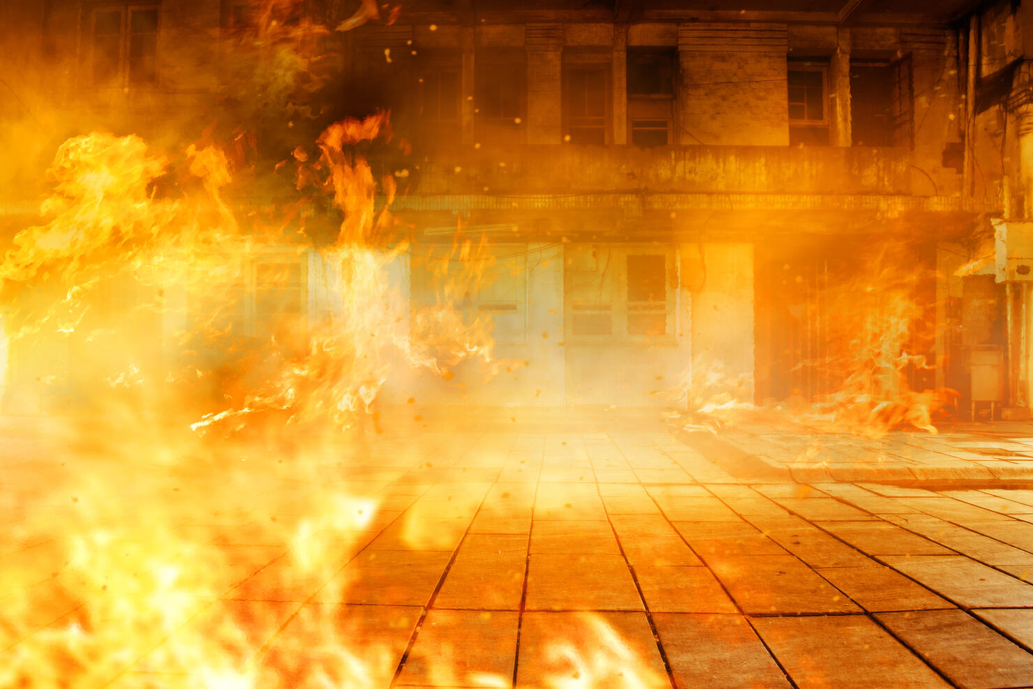 Burning building