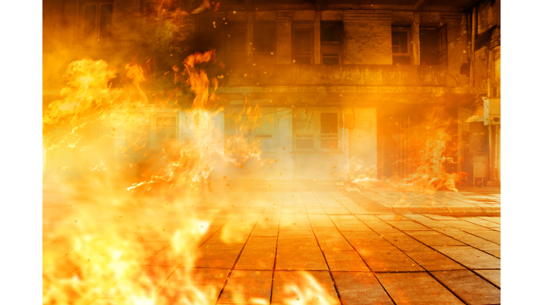 Burning building
