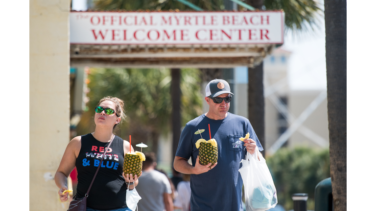 Americans Crowd South Carolina Beaches On Fourth Of July Weekend