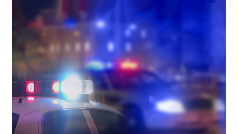 Crime scene blurred law enforcement and forensic background