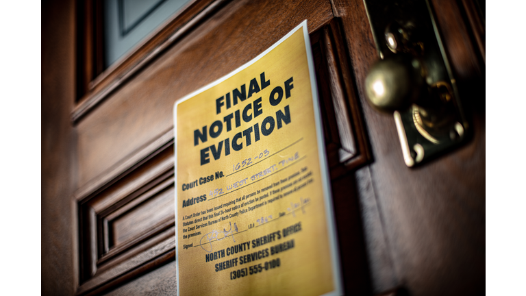 Notice of Eviction docuement on door of house