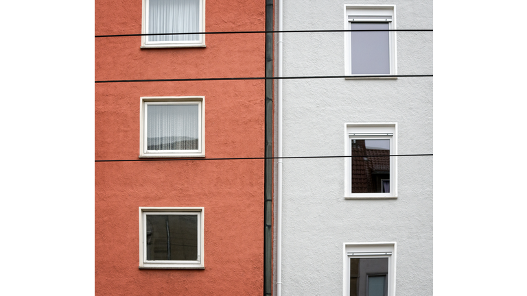 Two buildings, six windows