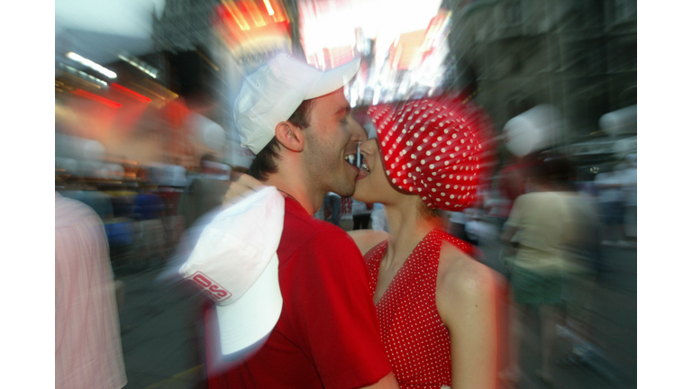 Hungarian couple practice kissing before...