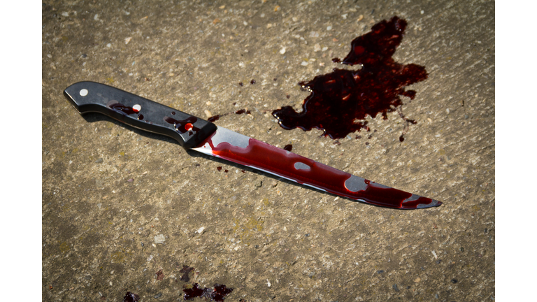 Bloody knife on the floor