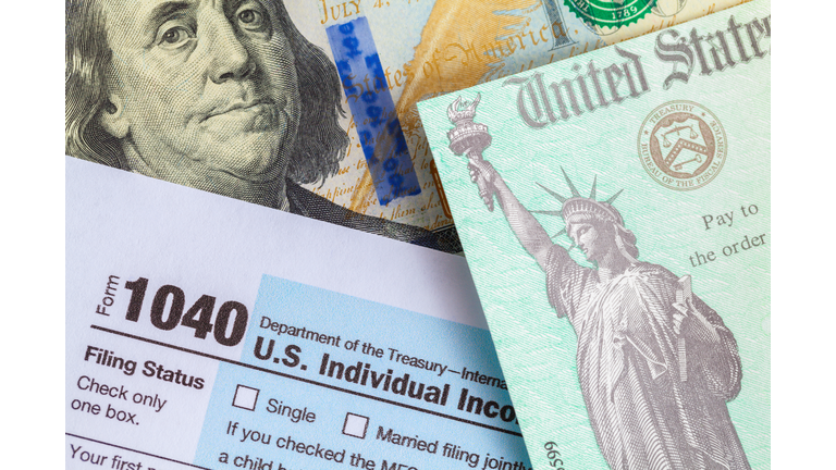 Form 1040 With Tax Check and Money