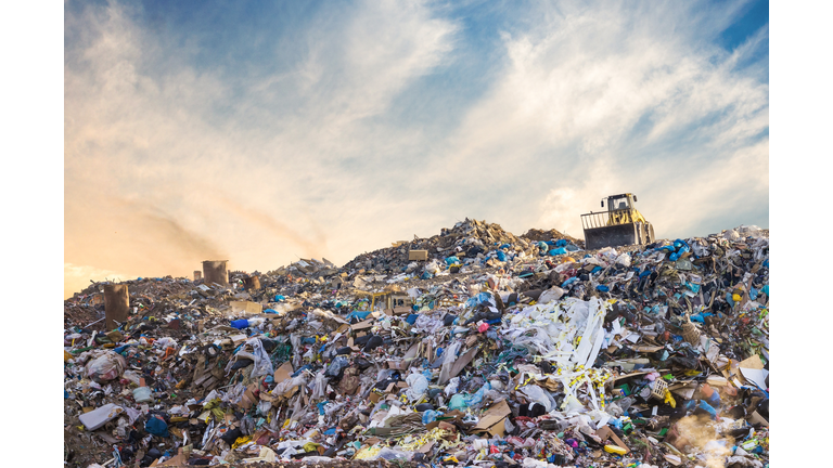 Garbage pile in trash dump or landfill. Pollution concept.
