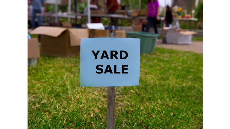 Yard sale in an american weekend on the lawn