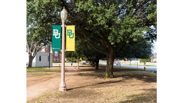 Baylor University light post flags, with copy space