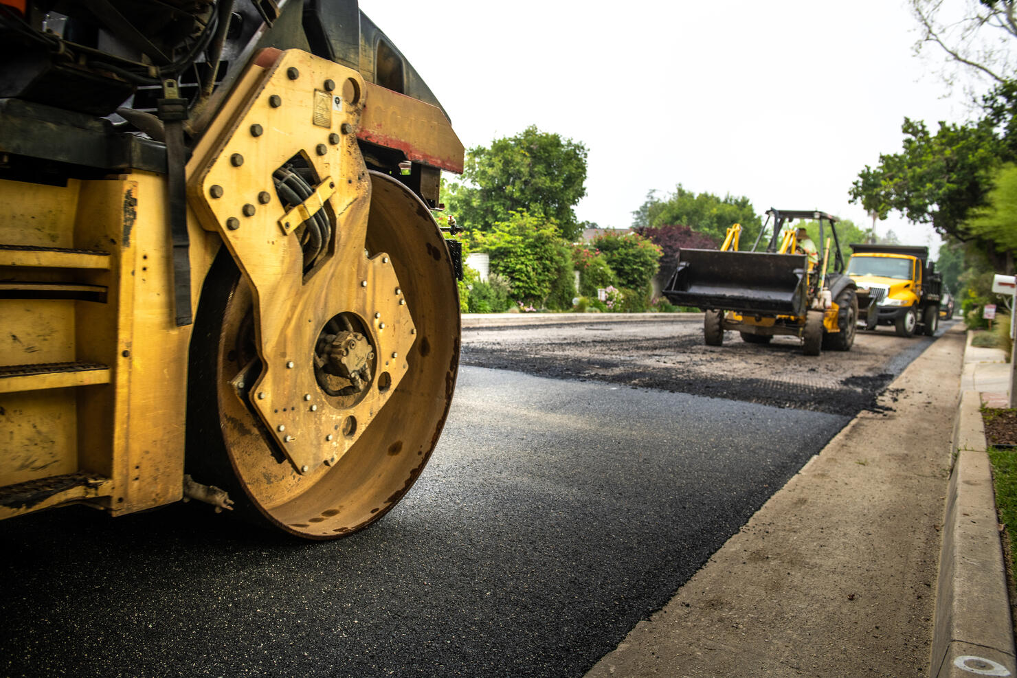 Road Paving Construction on Residential Street