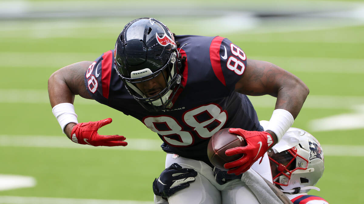 Texans' Jordan Akins dealing with high-ankle sprain