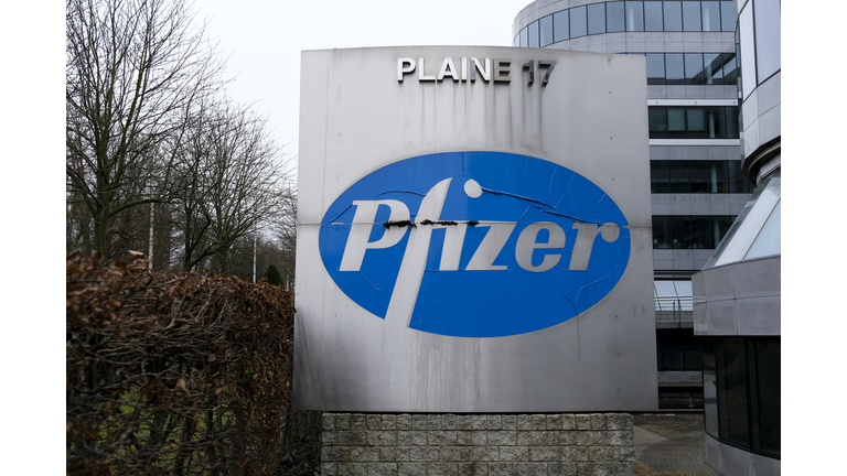 Exterior view of Pfizer Pharmaceutical company's offices in Brussels, Belgium